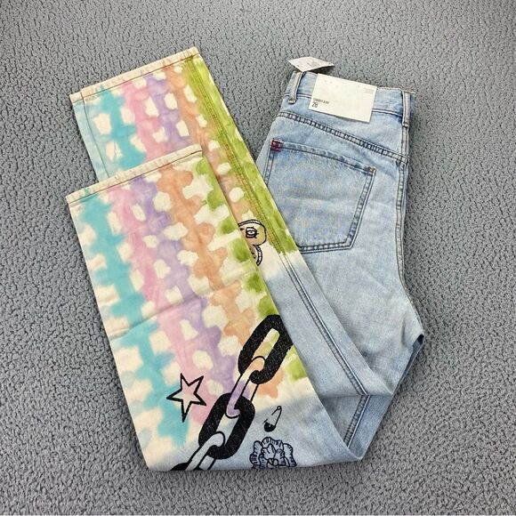 BDG Cowboy Straight Leg Tie-Dye Doodle Designs High Waisted Jeans  |  Size:  28 - Picture 9 of 16